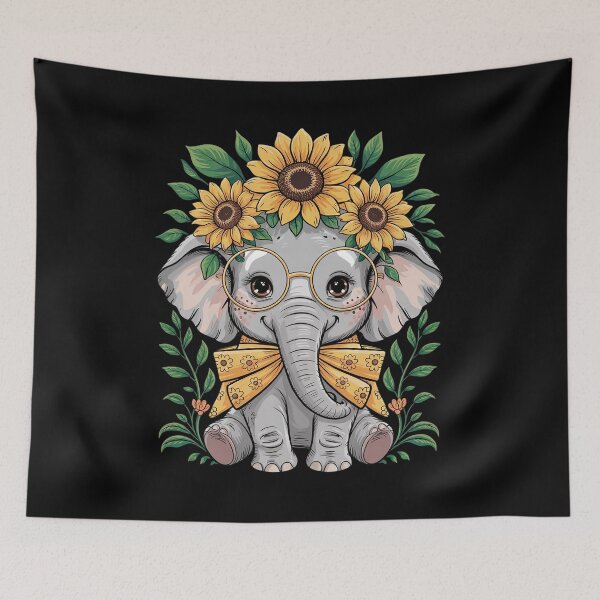 Item preview, Cute Baby Elephant with Sunflower designed and sold by angolinnArt.