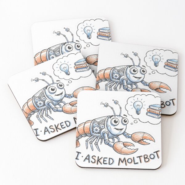 Aperçu de l'œuvre J'ai interrogé Moltbot - une IA de homard robot mignon créée et vendue par MidnightMerchCo.