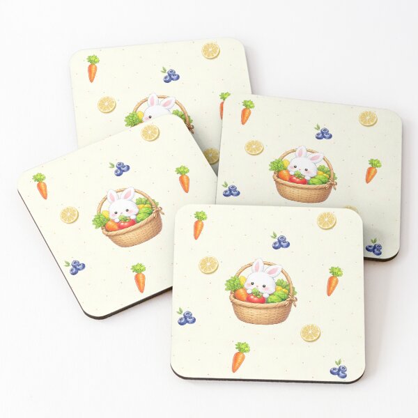 Item preview, Cute Bunny in a Vegetable Basket – Adorable Pastel Food Illustration designed and sold by ClamberryStudio.