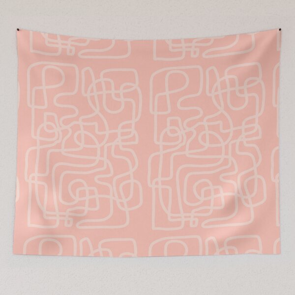Item preview, Abstract Continuous Line Scribble - Soft Pastel Pink Modern Pattern designed and sold by Maryam_ART.