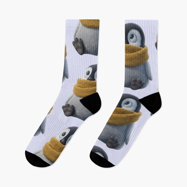 Item preview, ​Cute Baby Penguin with Mustard Scarf - Cozy Winter 3D Art designed and sold by PixMoody.