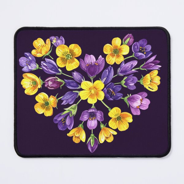 Item preview, Heart made of wildflowers, purple and yellow crocuses designed and sold by LiskoDesign.