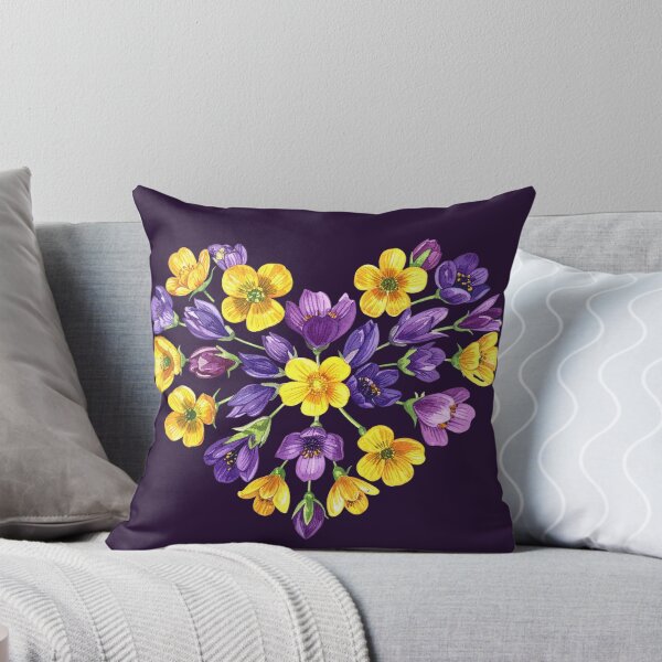 Item preview, Heart made of wildflowers, purple and yellow crocuses designed and sold by LiskoDesign.