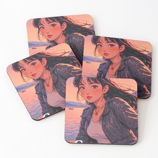 Item preview, Alpine Rider in Geneva - Retro Anime Girl and Motorcycle by the Lake designed and sold by JacksoonLester.