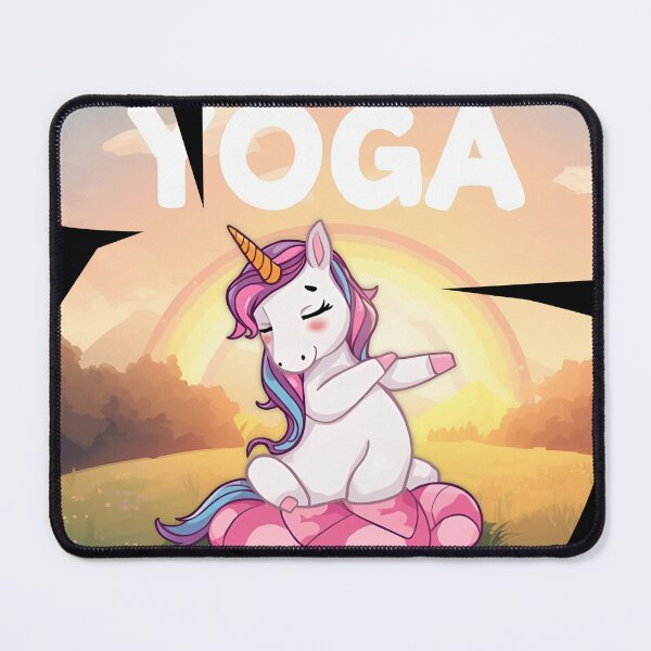 Item preview, Unicorn doing yoga pose and rainbow aura shining, Magical Flexibility 5 designed and sold by Neon G.