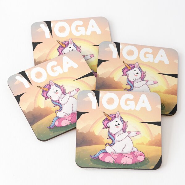 Item preview, Unicorn doing yoga pose and rainbow aura shining, Magical Flexibility 5 designed and sold by Neon G.