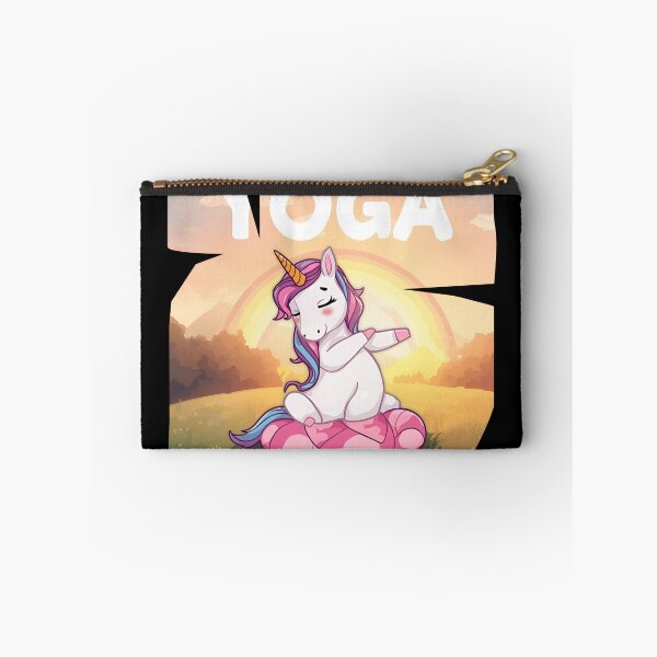 Item preview, Unicorn doing yoga pose and rainbow aura shining, Magical Flexibility 5 designed and sold by Neon G.