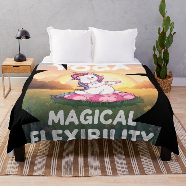 Item preview, Unicorn doing yoga pose and rainbow aura shining, Magical Flexibility 5 designed and sold by Neon G.