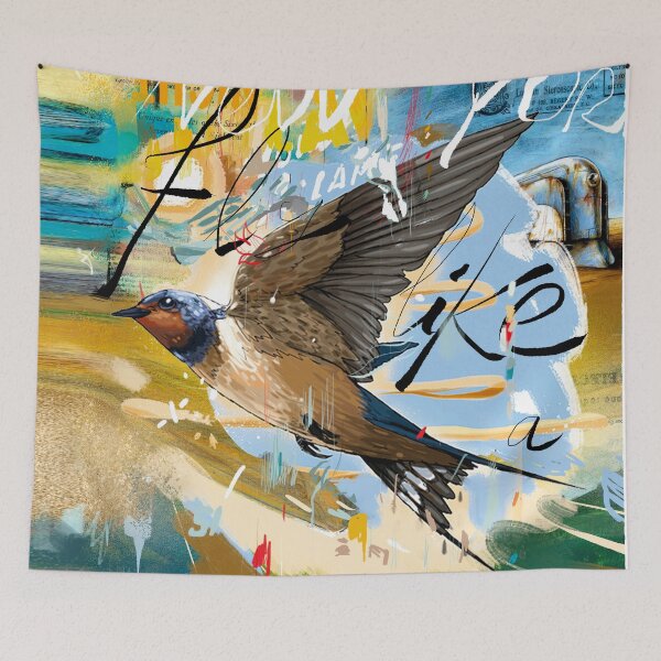 Artikelvorschau, Flieg wie ein Vogel – Abstrakte Mixed-Media-Kunst entworfen und verkauft von Matalobos / Retro Art & Classic Machines.
