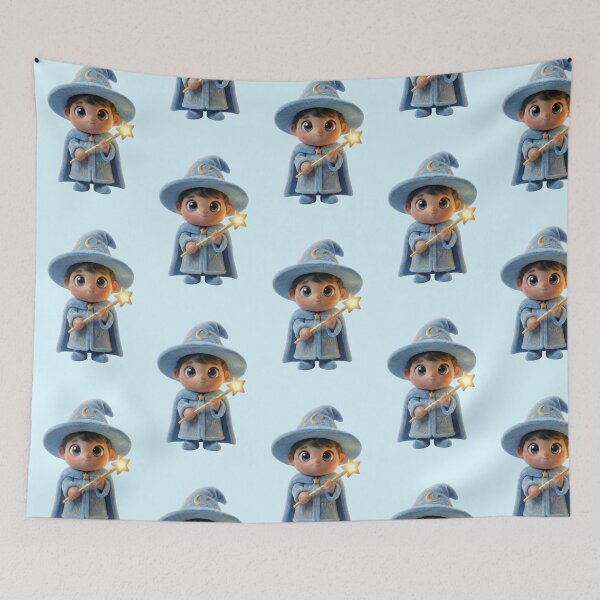 Item preview, Cute Little Wizard Boy with Magic Star Wand - 3D Fantasy Art designed and sold by PixMoody.