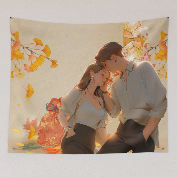 Item preview, Autumn Glow: Embrace Under the Ginkgo Trees designed and sold by Kanniax.