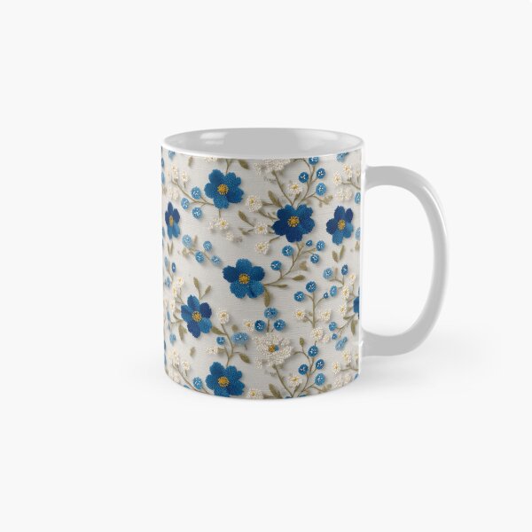 Item preview, Vintage Blue Floral Embroidery Aesthetic Pattern designed and sold by Prismatect.