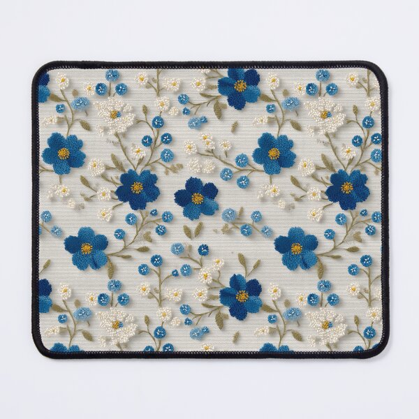Item preview, Vintage Blue Floral Embroidery Aesthetic Pattern designed and sold by Prismatect.