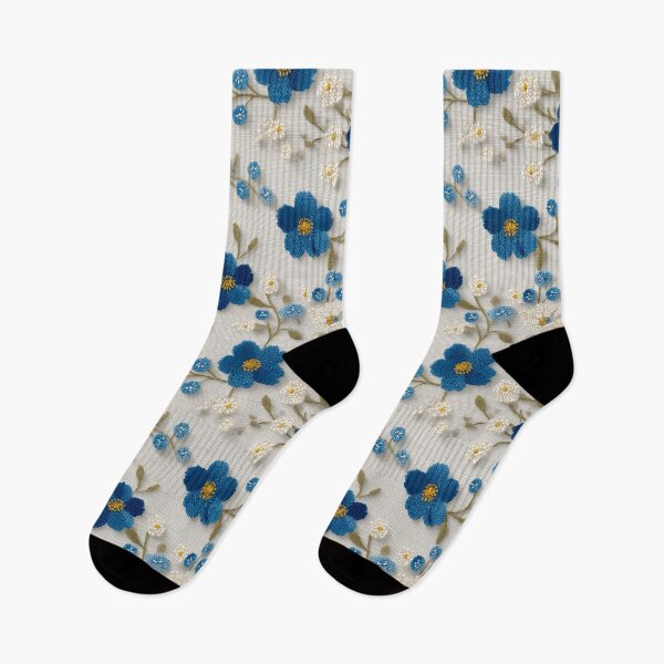 Item preview, Vintage Blue Floral Embroidery Aesthetic Pattern designed and sold by Prismatect.