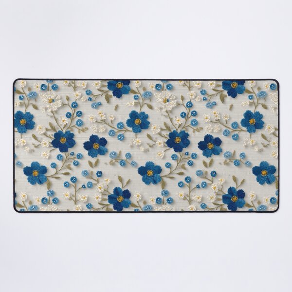 Item preview, Vintage Blue Floral Embroidery Aesthetic Pattern designed and sold by Prismatect.