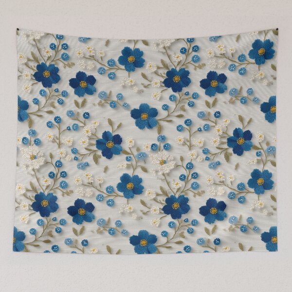 Item preview, Vintage Blue Floral Embroidery Aesthetic Pattern designed and sold by Prismatect.