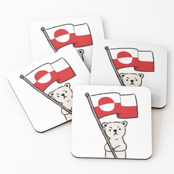 Item preview, Polarbear Holding Greenland Flag designed and sold by NinniSilver.