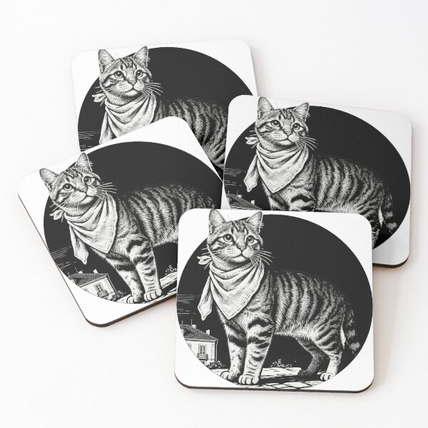 Item preview, Tabby Cat Walking in Lisbon – Vintage Engraving Illustration designed and sold by CatVibesStudio.