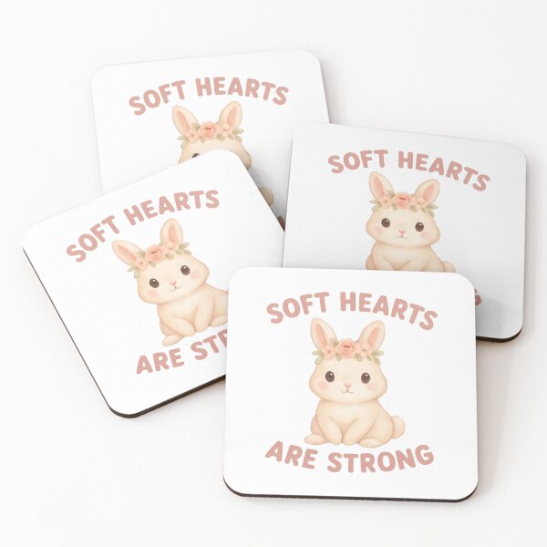 Item preview, Soft Hearts Are Strong Cute Bunny Pastel Kindness Art designed and sold by NRcollections24.