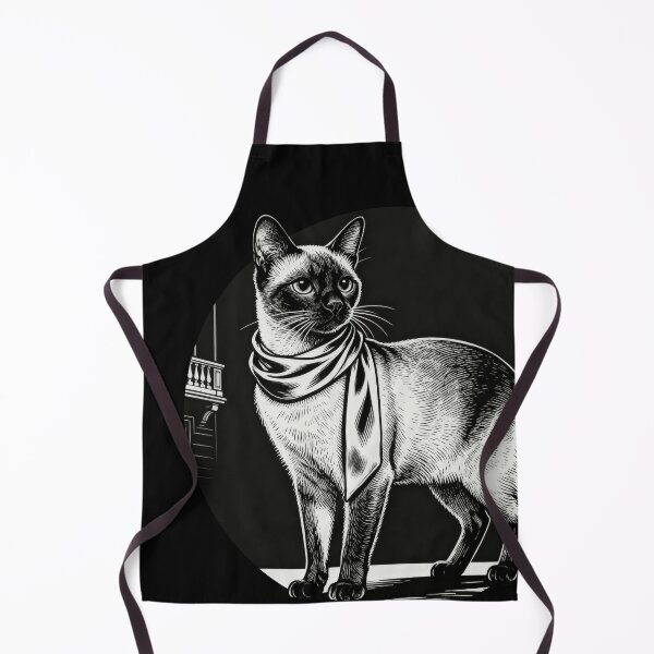 Item preview, Elegant Siamese Cat with Scarf – Vintage Engraving Illustration designed and sold by CatVibesStudio.
