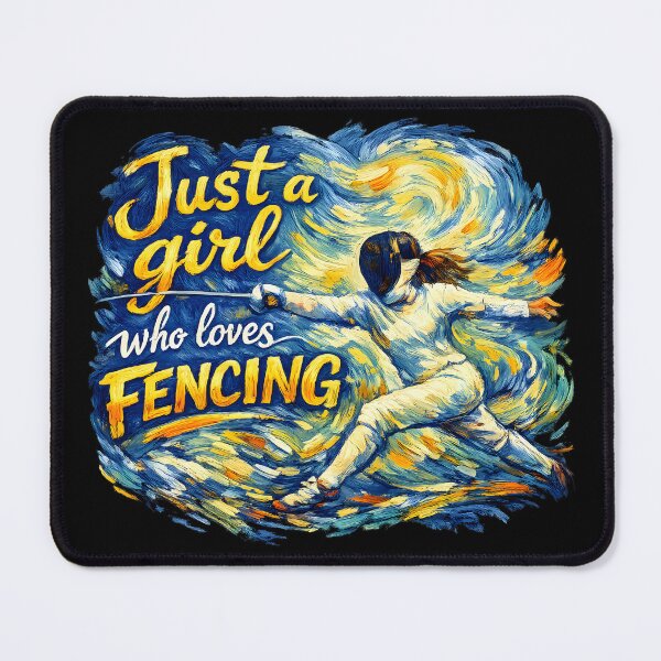 Item preview, Just a Girl Who Loves Fencing, surreal impressionism Van Gogh Style designed and sold by AntiFormApparel.