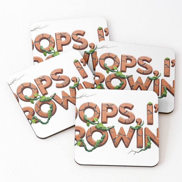 Item preview, Oops I'm growing with green vines and cracked earth letters designed and sold by Creative88Art.