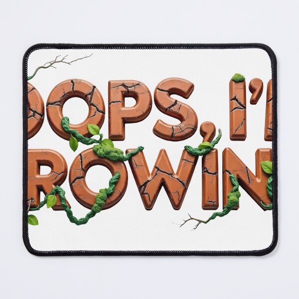 Item preview, Oops I'm growing with green vines and cracked earth letters designed and sold by Creative88Art.