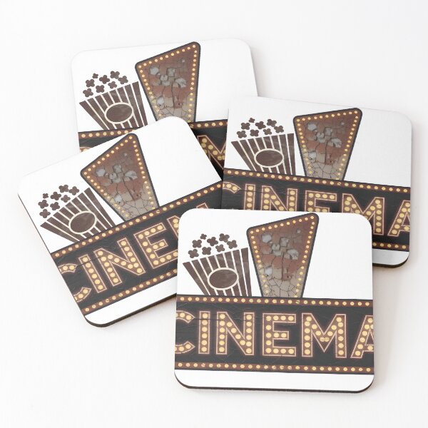 Item preview, Vintage cinema sign with popcorn and film reel designed and sold by Creative88Art.