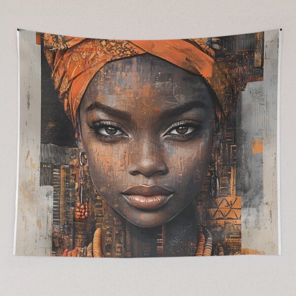 Aperçu de l'œuvre Portrait abstrait afrocentrique – Femme africaine puissante, estampe d'art moderne créée et vendue par Unruly_Brilliance.