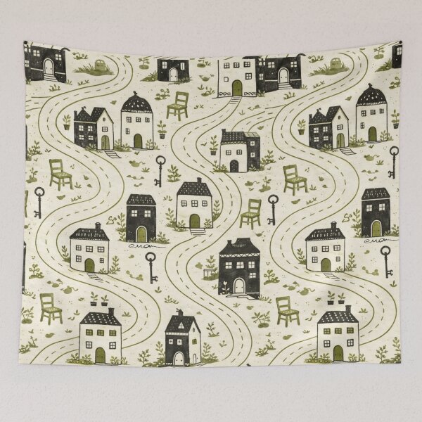 Item preview, Cozy Village Pattern designed and sold by EvaArtHome.