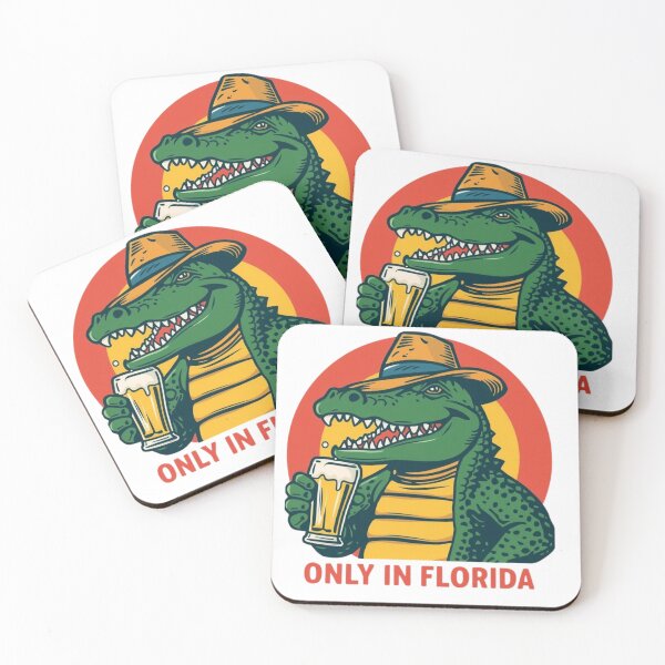 Item preview, Only in Florida – Chillin’ Alligator with Drink designed and sold by UrbanPunch.