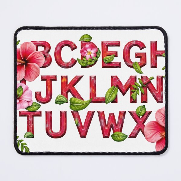 Item preview, Vibrant floral alphabet letters with pink hibiscus flowers and green leaves designed and sold by Creative88Art.