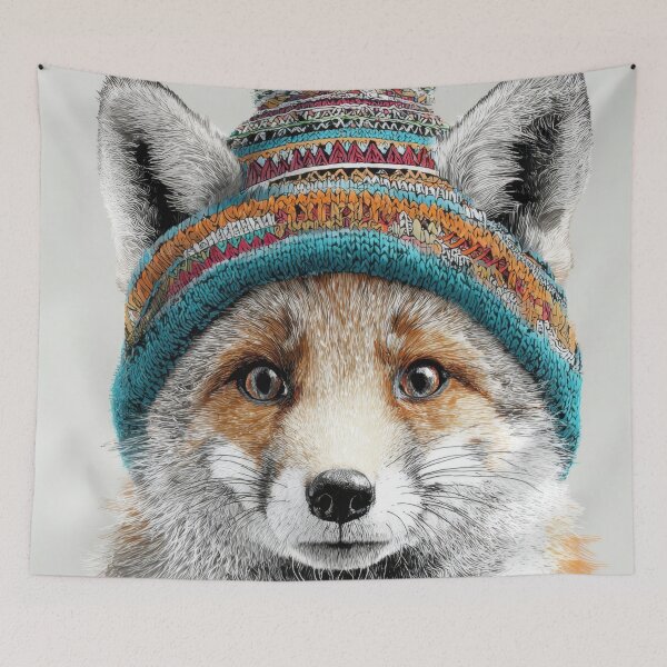 Item preview, Fox wearing a colorful hat designed and sold by anytka.