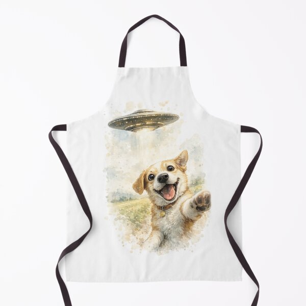Item preview, Funny Dog Taking Selfie With UFO Watercolor designed and sold by DigitalMomy.