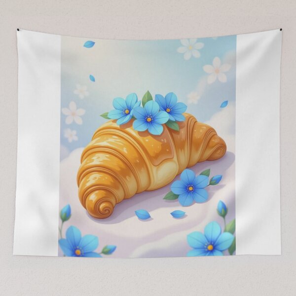 Item preview, A Croissant With A Blue Flowers designed and sold by ArtQueen777.