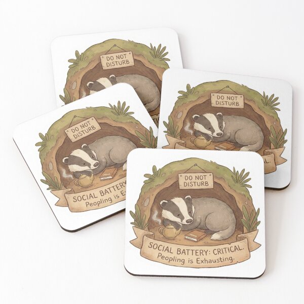 Item preview, Social Battery Critical: Cozy Introvert Badger designed and sold by Simple Graphics.