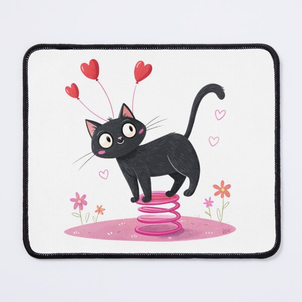 Item preview, Spring Love Bounce – Black Cat with Heart Antennas designed and sold by VivoStudio.