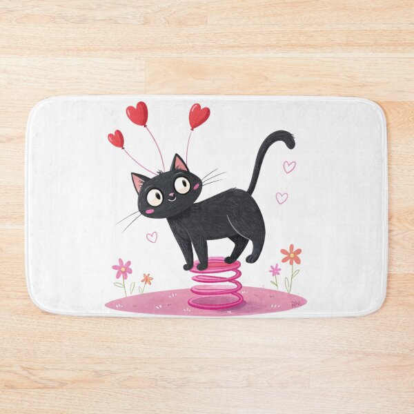 Item preview, Spring Love Bounce – Black Cat with Heart Antennas designed and sold by VivoStudio.