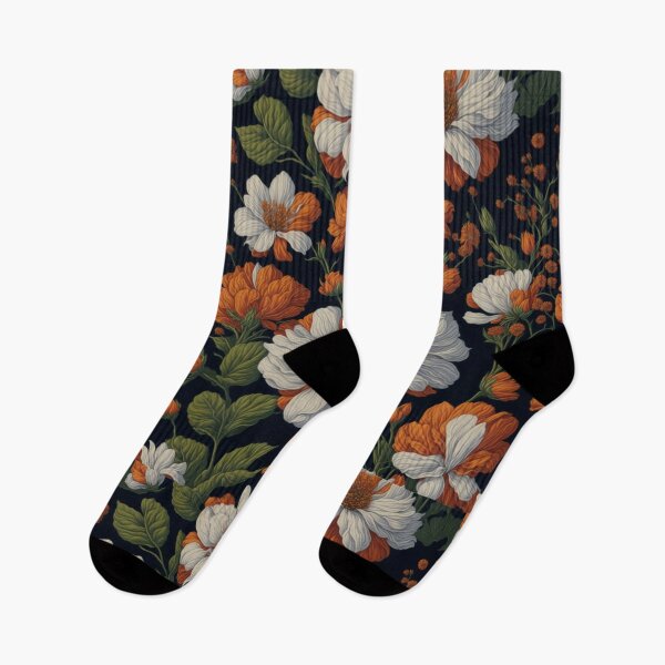 Item preview, Pretty Retro vintage 70s style orange white floral flowers designed and sold by hollycooper.