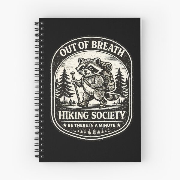 Item preview, Out of Breath Hiking Society Raccoon – Vintage Woodcut Badge designed and sold by Ajdaprint.