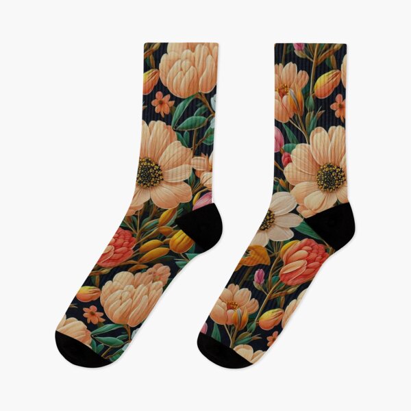 Item preview, Retro vintage 70s floral, orange flowers, teal flowers, pink flowers, tulips, daisies  designed and sold by hollycooper.