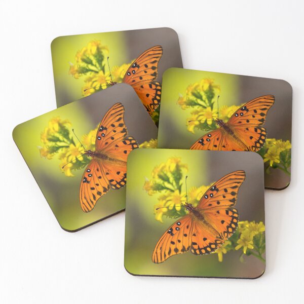 Item preview, Gulf Fritillary Agraulis vanillae Passion Butterfly on Goldenrod designed and sold by Lee Hiller Designs.