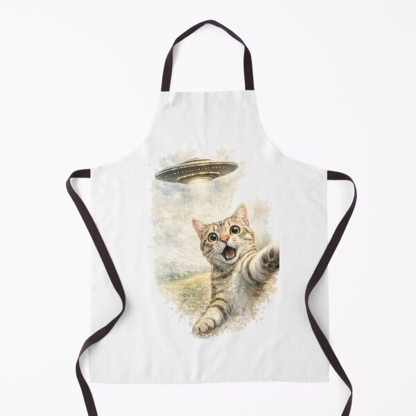 Item preview, Funny Shocked Cat Selfie With UFO Watercolor designed and sold by DigitalMomy.
