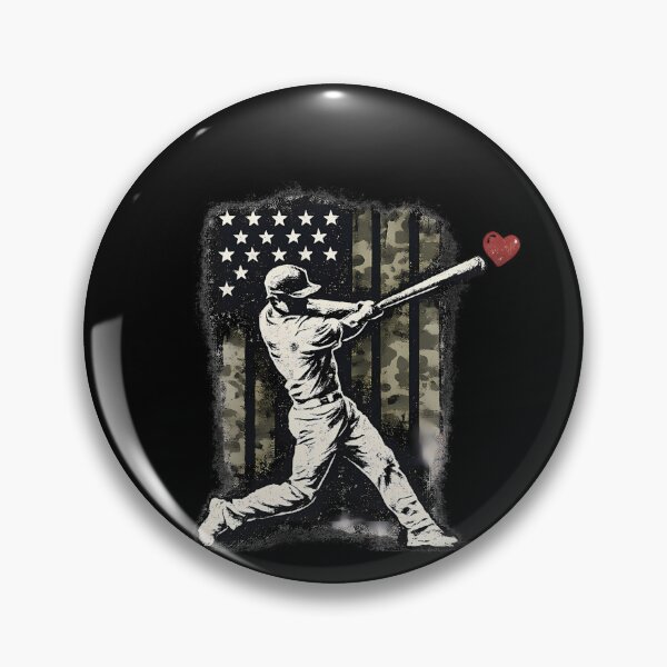 Item preview, Camo American Flag Baseball Batter With Heart – Vintage Grunge designed and sold by Ajdaprint.