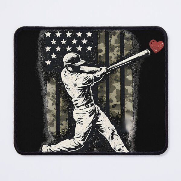 Item preview, Camo American Flag Baseball Batter With Heart – Vintage Grunge designed and sold by Ajdaprint.