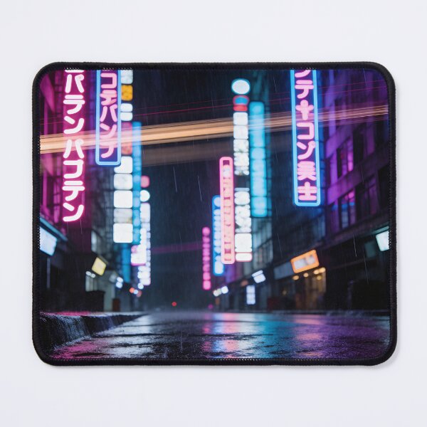 Artikelvorschau, Neon Rainy Street with Glowing Signs entworfen und verkauft von ProfeSzynal.
