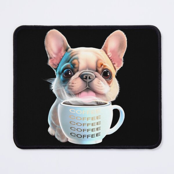 Item preview, Dog drinking coffee, coffee lover, dog lover, pug, bull dog, French bull dog designed and sold by hollycooper.