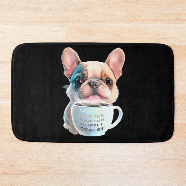 Item preview, Dog drinking coffee, coffee lover, dog lover, pug, bull dog, French bull dog designed and sold by hollycooper.
