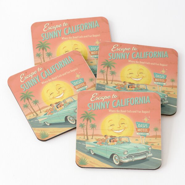 Item preview, Escape to Sunny California - Vintage 1950s Palm Springs Travel Poster designed and sold by Cozy-Old-Pub.