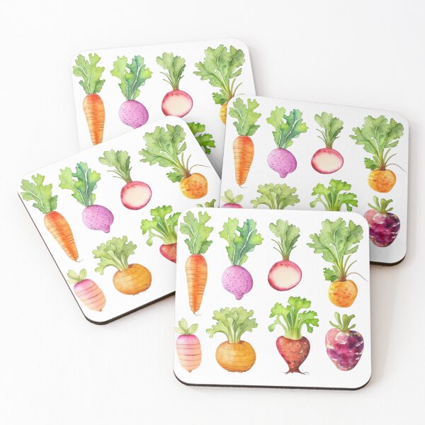 Item preview, Watercolor root vegetable pattern, carrots, beets, radishes, parsnips, rutabagas, potatoes  designed and sold by hollycooper.